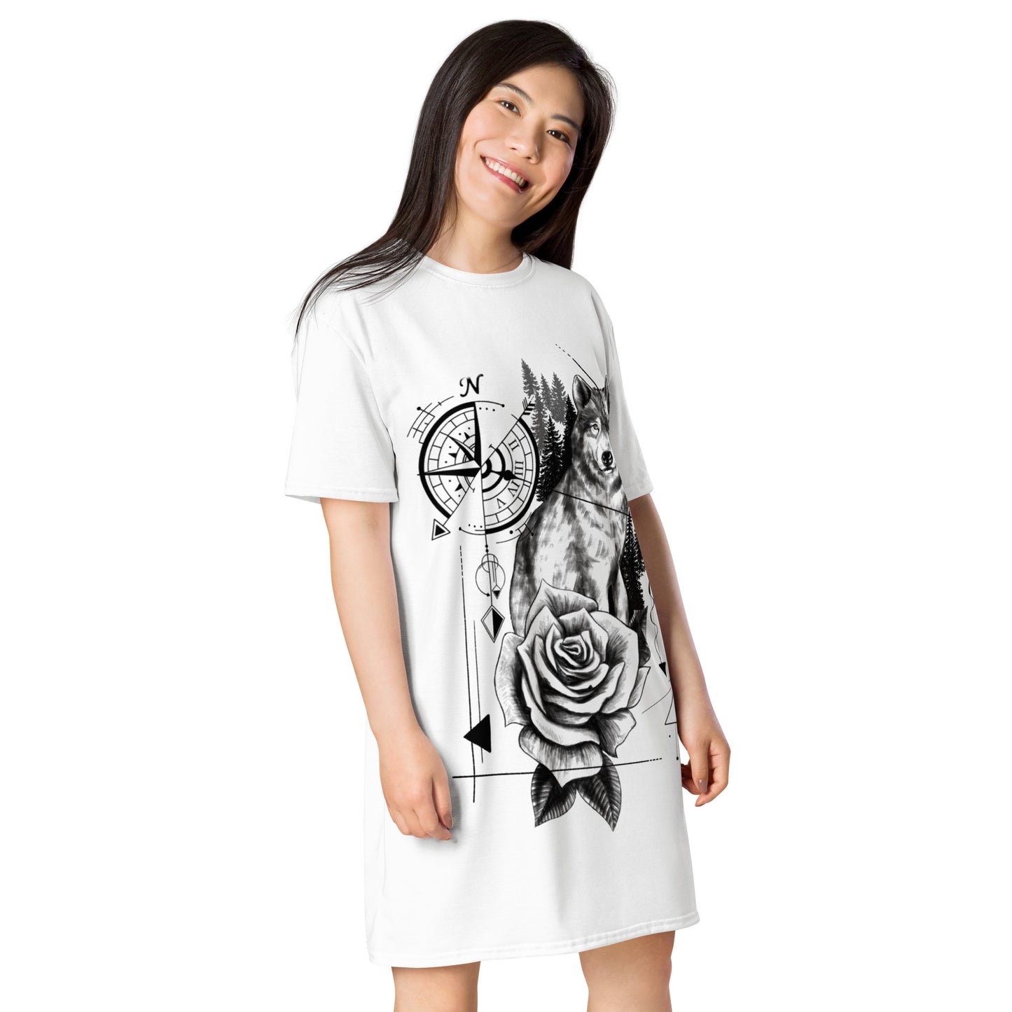 Wolf Rose T-Shirt-Kleid