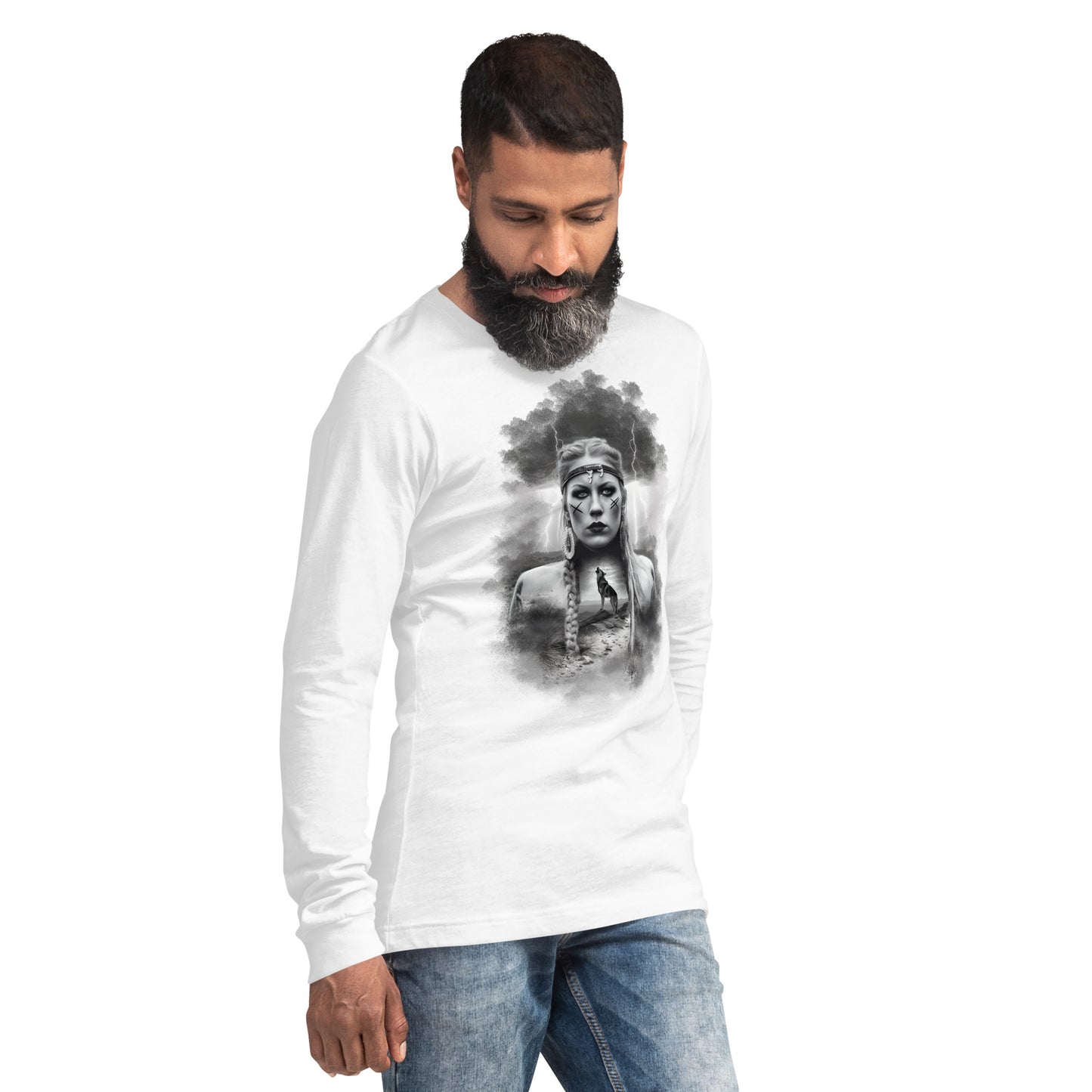 Wikinger Frau Langärmeliges Unisex-T-Shirt