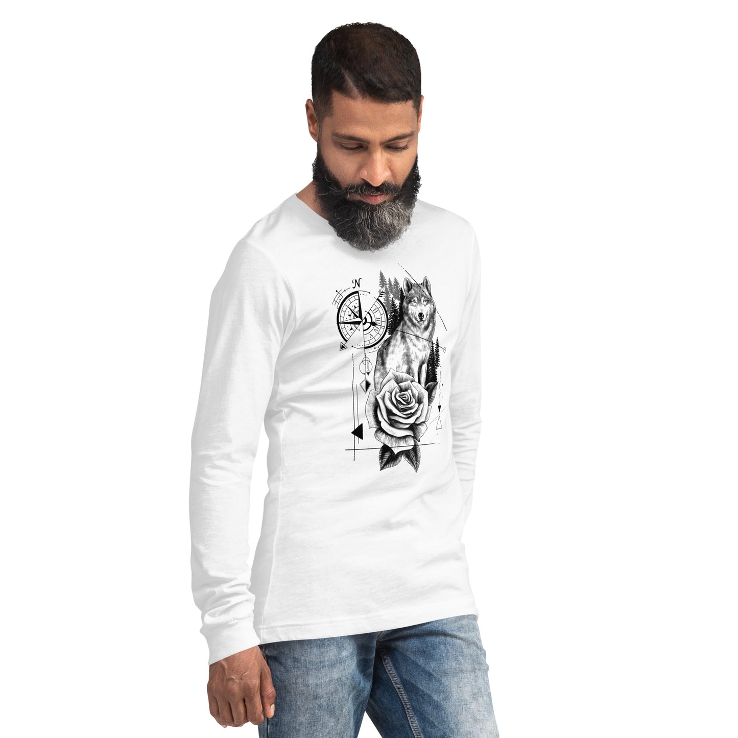 Wolf Rose Langärmeliges Unisex-T-Shirt