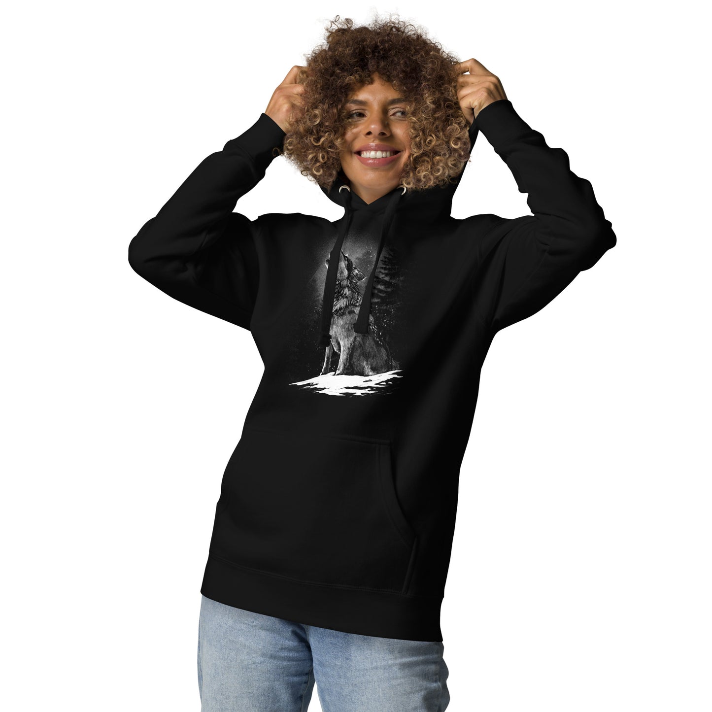 Heulender Wolf Unisex-Kapuzenpullover