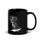 Heulender Wolf Schwarze glänzende Tasse